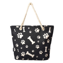 Load image into Gallery viewer, Premium Dog Cat Puppy Kitty Animal Paws & Bones Print Canvas Tote Shoulder Bag Handbag - Diff Colors