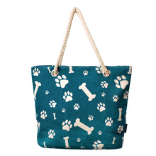 Load image into Gallery viewer, Premium Dog Cat Puppy Kitty Animal Paws & Bones Print Canvas Tote Shoulder Bag Handbag - Diff Colors