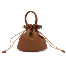 Load image into Gallery viewer, Premium Soft Vegan Leather Top Handle Bucket Bag Handbag Shoulder Crossbody