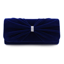Load image into Gallery viewer, Elegant Rhinestone Bow Front Velvet Clutch Evening Bag Handbag -Diff Colors