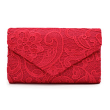Load image into Gallery viewer, Premium Lace Paisley Floral Fabric Satin Envelope Flap Clutch Evening Bag