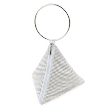 Load image into Gallery viewer, Rhinestone Mesh Triangle Pyramid Clutch Full Crystal Soft Wristlet Handbag