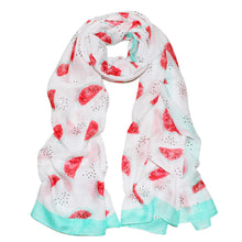 Load image into Gallery viewer, Premium Watermelon Print Cotton Blend Scarf Wrap