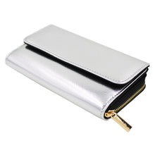 Load image into Gallery viewer, Premium Saffiano Vegan PU Leather Flap Wallet Zip Around Clutch Phone Organizer