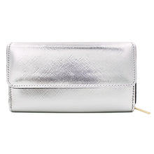 Load image into Gallery viewer, Premium Saffiano Vegan PU Leather Flap Wallet Zip Around Clutch Phone Organizer