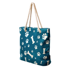 Load image into Gallery viewer, Premium Dog Cat Puppy Kitty Animal Paws & Bones Print Canvas Tote Shoulder Bag Handbag - Diff Colors