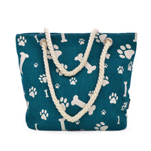 Load image into Gallery viewer, Premium Dog Cat Puppy Kitty Animal Paws & Bones Print Canvas Tote Shoulder Bag Handbag - Diff Colors