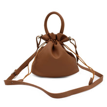 Load image into Gallery viewer, Premium Soft Vegan Leather Top Handle Bucket Bag Handbag Shoulder Crossbody