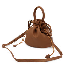 Load image into Gallery viewer, Premium Soft Vegan Leather Top Handle Bucket Bag Handbag Shoulder Crossbody