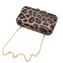 Load image into Gallery viewer, Elegant Leopard PU Leather Crystal Bow Top Hard Clutch Evening Bag Handbag