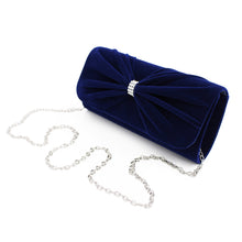 Load image into Gallery viewer, Elegant Rhinestone Bow Front Velvet Clutch Evening Bag Handbag -Diff Colors