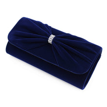 Load image into Gallery viewer, Elegant Rhinestone Bow Front Velvet Clutch Evening Bag Handbag -Diff Colors