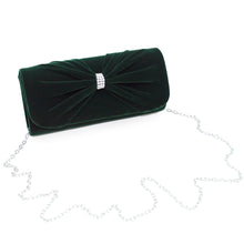Load image into Gallery viewer, Elegant Rhinestone Bow Front Velvet Clutch Evening Bag Handbag -Diff Colors