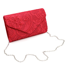 Load image into Gallery viewer, Premium Lace Paisley Floral Fabric Satin Envelope Flap Clutch Evening Bag