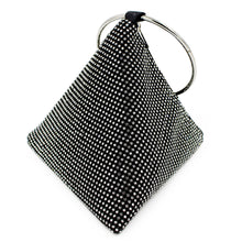 Load image into Gallery viewer, Rhinestone Mesh Triangle Pyramid Clutch Full Crystal Soft Wristlet Handbag