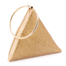 Load image into Gallery viewer, Rhinestone Mesh Triangle Pyramid Clutch Full Crystal Soft Wristlet Handbag