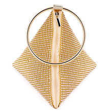 Load image into Gallery viewer, Rhinestone Mesh Triangle Pyramid Clutch Full Crystal Soft Wristlet Handbag