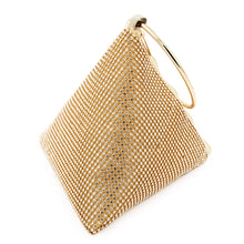 Load image into Gallery viewer, Rhinestone Mesh Triangle Pyramid Clutch Full Crystal Soft Wristlet Handbag