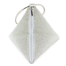 Load image into Gallery viewer, Rhinestone Mesh Triangle Pyramid Clutch Full Crystal Soft Wristlet Handbag