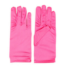 Load image into Gallery viewer, Premium Solid Color Wrist Length Short Satin Wedding Party Prom Bridal Gloves