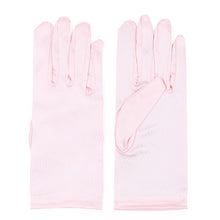 Load image into Gallery viewer, Premium Solid Color Wrist Length Short Satin Wedding Party Prom Bridal Gloves