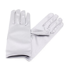 Load image into Gallery viewer, Premium Solid Color Wrist Length Short Satin Wedding Party Prom Bridal Gloves