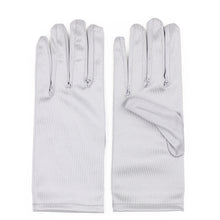 Load image into Gallery viewer, Premium Solid Color Wrist Length Short Satin Wedding Party Prom Bridal Gloves