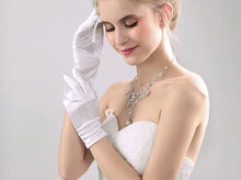 Load image into Gallery viewer, Premium Solid Color Wrist Length Short Satin Wedding Party Prom Bridal Gloves