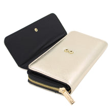 Load image into Gallery viewer, Premium Saffiano Vegan PU Leather Flap Wallet Zip Around Clutch Phone Organizer