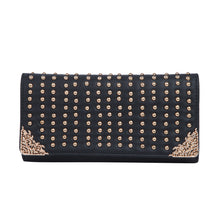 Load image into Gallery viewer, Premium Large PU Leather Studded Front Flap Clutch Bag Handbag
