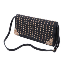 Load image into Gallery viewer, Premium Large PU Leather Studded Front Flap Clutch Bag Handbag