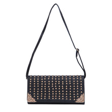 Load image into Gallery viewer, Premium Large PU Leather Studded Front Flap Clutch Bag Handbag
