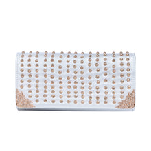 Load image into Gallery viewer, Premium Large PU Leather Studded Front Flap Clutch Bag Handbag
