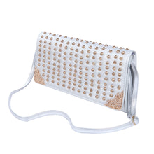 Load image into Gallery viewer, Premium Large PU Leather Studded Front Flap Clutch Bag Handbag