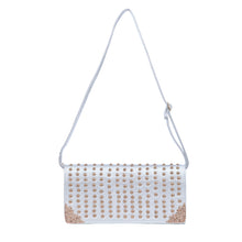 Load image into Gallery viewer, Premium Large PU Leather Studded Front Flap Clutch Bag Handbag