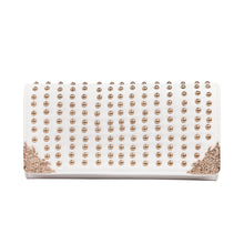 Load image into Gallery viewer, Premium Large PU Leather Studded Front Flap Clutch Bag Handbag