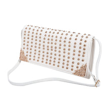 Load image into Gallery viewer, Premium Large PU Leather Studded Front Flap Clutch Bag Handbag