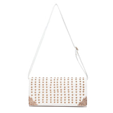 Load image into Gallery viewer, Premium Large PU Leather Studded Front Flap Clutch Bag Handbag