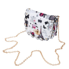 Load image into Gallery viewer, Mini London Paris City Print Rhinestone Rounded Crossbody Saddle Shoulder Bag Handbag Clutch