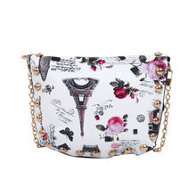 Load image into Gallery viewer, Mini London Paris City Print Rhinestone Rounded Crossbody Saddle Shoulder Bag Handbag Clutch