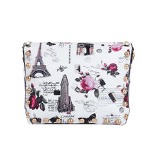 Load image into Gallery viewer, Small London Paris City Print Rhinestone Studded Crossbody Saddle Shoulder Bag Handbag Clutch