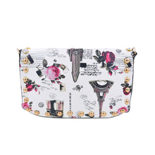 Load image into Gallery viewer, Small London Paris City Print Rhinestone Rounded Crossbody Saddle Shoulder Bag Handbag Clutch