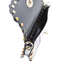 Load image into Gallery viewer, Small London Paris City Print Rhinestone Rounded Crossbody Saddle Shoulder Bag Handbag Clutch