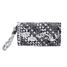 Load image into Gallery viewer, Premium PU Leather Solid & Snake Print Interlace Braided Clutch Bag Wristlet