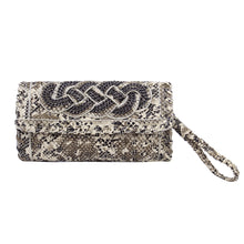 Load image into Gallery viewer, Premium PU Leather Solid & Snake Print Interlace Braided Clutch Bag Wristlet