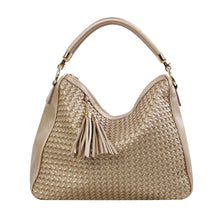 Load image into Gallery viewer, Premium PU Leather Double Tassel Interlace Braided Satchel Shoulder Bag Handbag