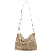 Load image into Gallery viewer, Premium PU Leather Double Tassel Interlace Braided Satchel Shoulder Bag Handbag