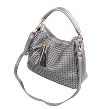 Load image into Gallery viewer, Premium PU Leather Double Tassel Interlace Braided Satchel Shoulder Bag Handbag
