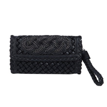 Load image into Gallery viewer, Premium PU Leather Solid & Snake Print Interlace Braided Clutch Bag Wristlet
