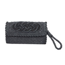 Load image into Gallery viewer, Premium PU Leather Solid & Snake Print Interlace Braided Clutch Bag Wristlet